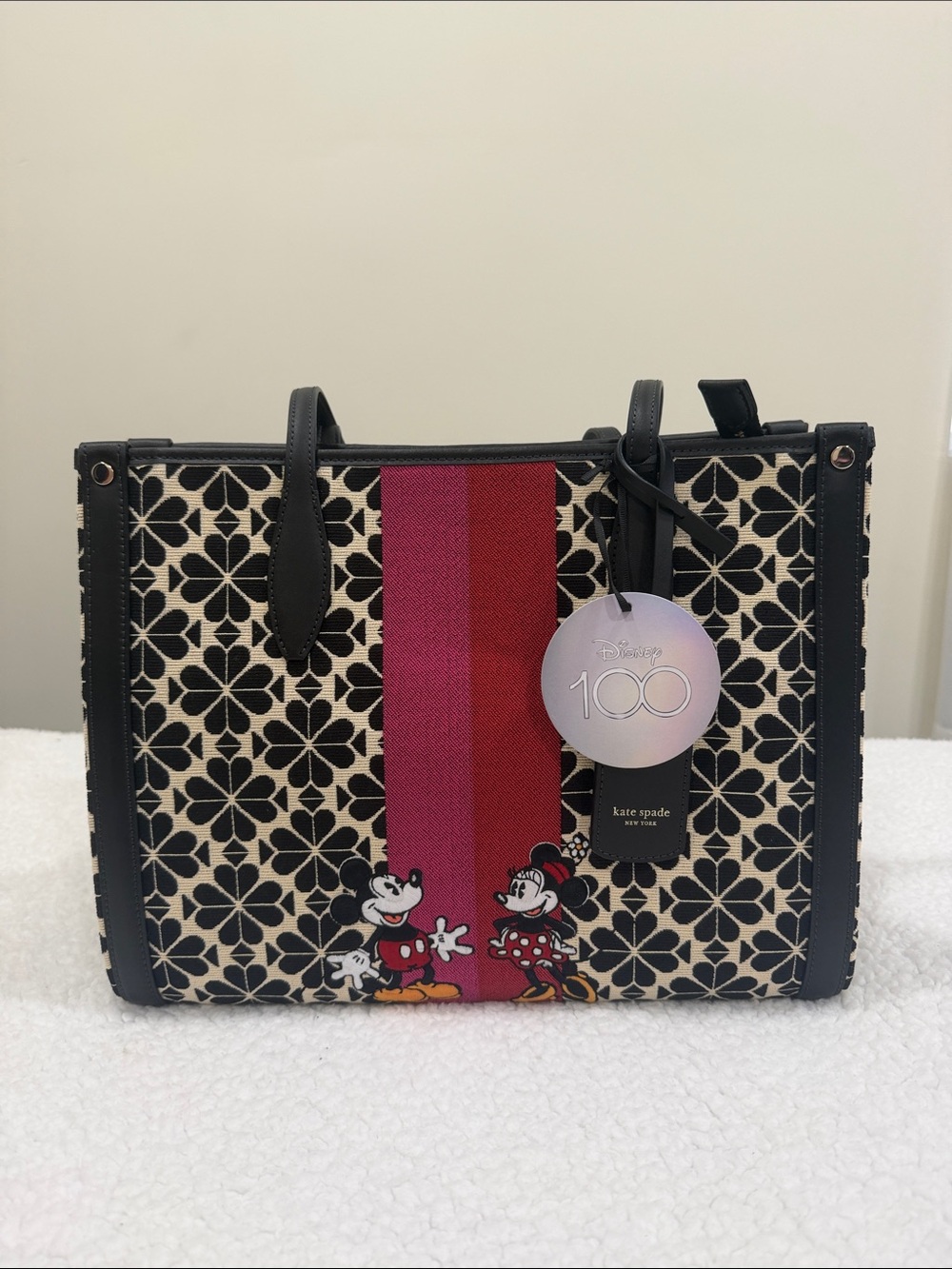 kate spade Black, Red & Pink Disney Canvas Tote with Mickey & Minnie